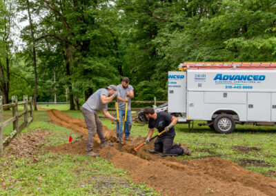 Clearing dirt during underground electrical service installation