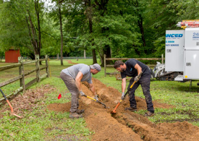 Clearing dirt during underground electrical service installation